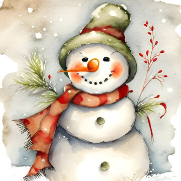 Cute snowman dressed for the winter. 