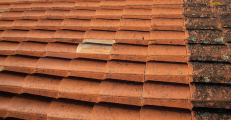 Difference between wash tiles cleaned roof cleaning tile clean and dirty one before against after