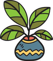 Hand Drawn wave pattern plant pot illustration