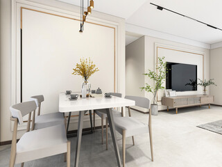 3D rendering, Nordic wooden style restaurant design