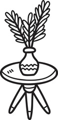 Fototapeta premium Hand Drawn side table and plants illustration
