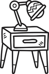 Hand Drawn Side tables and lamps illustration