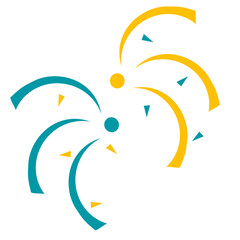 Firework vector illustration. Blue and orange fireworks. Isolated