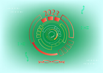 Happy new year 2023 internet online network communication technology futuristic abstract background vector illustration