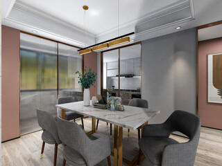 3D rendering, Nordic wooden style restaurant design
