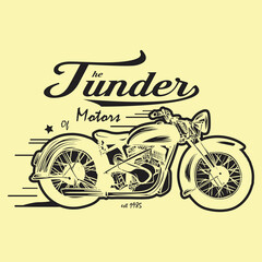 Vintage motorcycle. Hand drawn retro motorbike. Vector illustration
