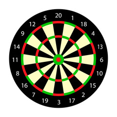 Dartboard for darts game isolated on white background. Vector illustration.