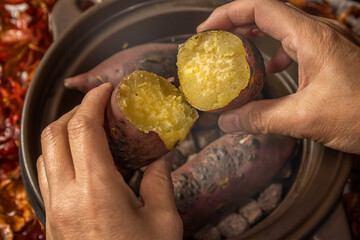 焼きたて石焼き芋　Stone baked sweet potato