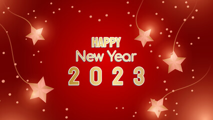 Happy new 2023 year Elegant gold text with light. Minimal text template