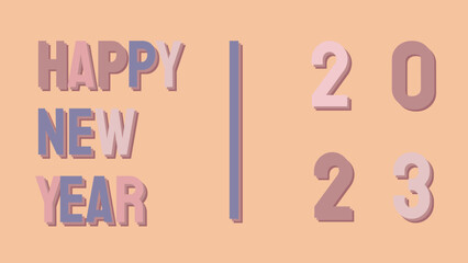 Happy new 2023 year Elegant gold text with light. Minimal text template