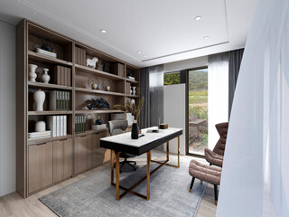 3D rendering, business office, study design