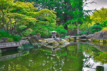 Fototapeta na wymiar The beautiful tourist place in the Japanese garden