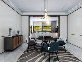 3D rendering, Nordic wooden style restaurant design