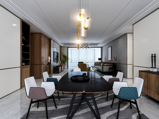 3D rendering, Nordic wooden style restaurant design