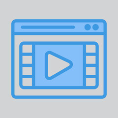 Streaming video icon in blue style about browser, use for website mobile app presentation