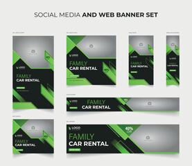 Luxury social media post story modern family car rental and creative web banner template
