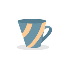 Coffee cup mug on white background. Flat modern simple design