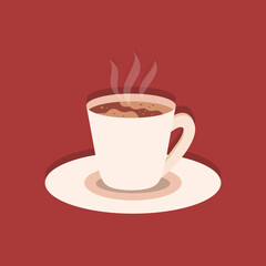 A cup of hot coffee. Coffee cup isolated on colorful background