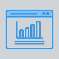 Bar chart icon in blue style about browser, use for website mobile app presentation