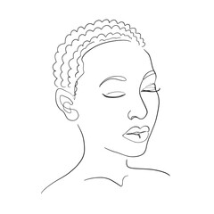 Beautiful African woman artwork in abstract minimalistic modern style