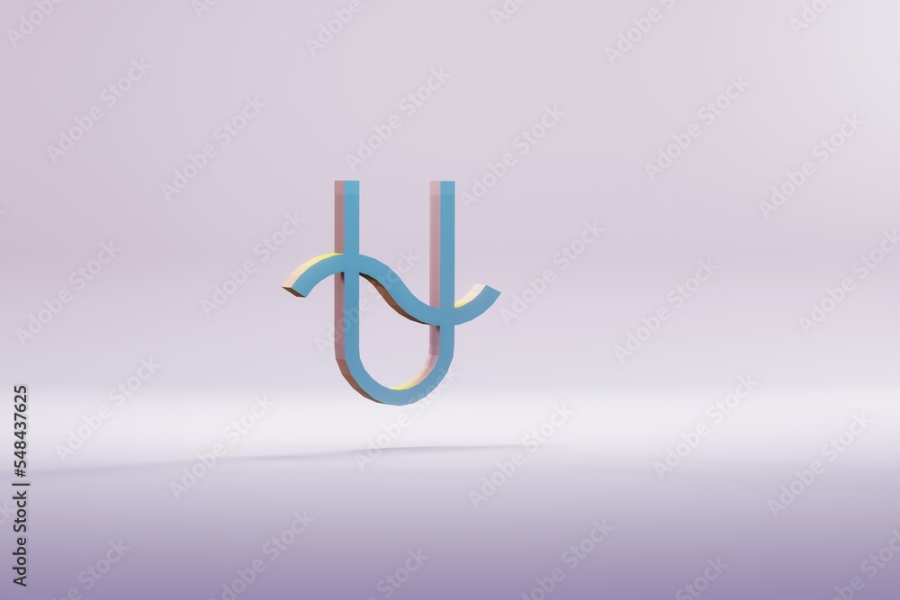 Poster beautiful illustration blue zodiac ophiuchus symbol icons on a bright pink background. 3d rendering 