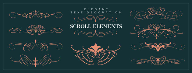 Set Of Vintage Elegant Scroll Elements Text Decoration