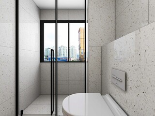 3D rendering, clean and tidy bathroom design