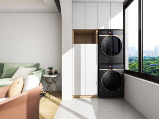 3D rendering, balcony design in urban buildings