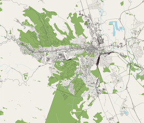 map of the city of Miskolc, Hungary