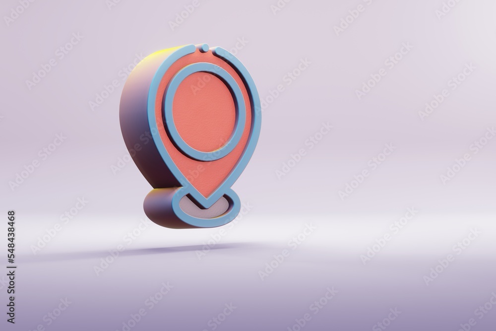 Aufkleber Beautiful illustration blue Location symbol icons on a bright pink  background. 3d rendering illustration. Background pattern for design..