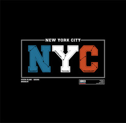 NYC, New York City typography vector illustration. great for the design of t-shirts, shirts, hoodies, hats etc.