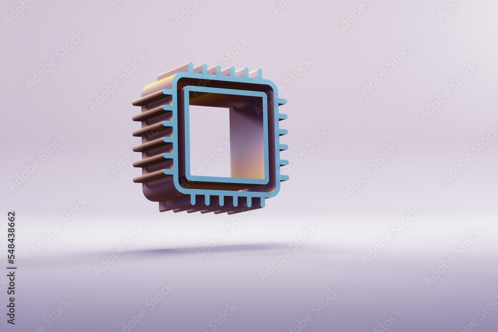 Poster Beautiful illustration blue CPU driver symbol icons on a bright pink  background. 3d rendering illustration. Background pattern for design..