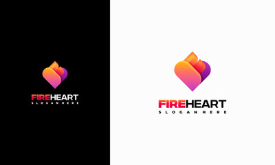 Fire Heart Logo designs concept vector, Love Fire logo symbol icon