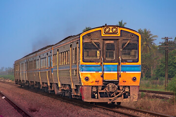 Fototapeta na wymiar Diesel railcar on the railway.