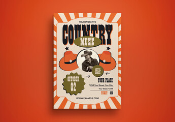Orange Flat Design Country Music Flyer