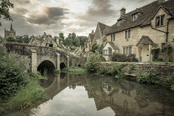 Fototapeta na wymiar Beautiful British traditional village Castle Combe captured in a summer day in England, UK