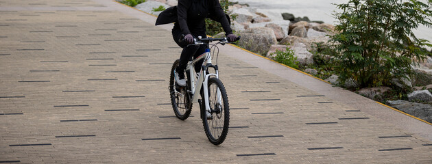 Riding bike on the coast path