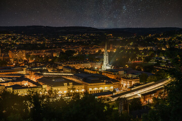 Beautiful historical city of Bath in England UK, captured at night