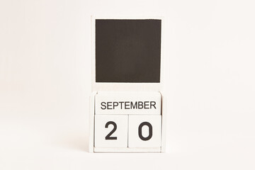 Calendar with the date September 20 and a place for designers. Illustration for an event of a certain date.