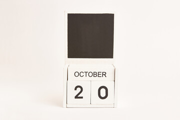 Calendar with the date October 20 and a place for designers. Illustration for an event of a certain...