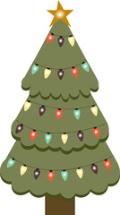 Fototapeta premium Christmas tree with star and lanterns