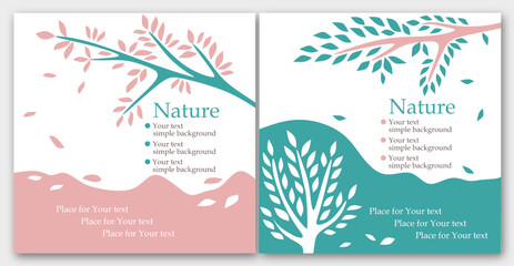 Obraz premium Vector illustration. Simple background, floral design, pink, green colors. Packaging design, eco style, natural