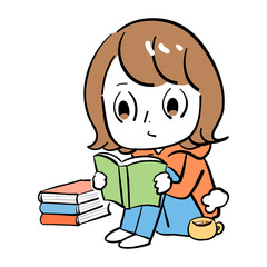 女性　読書　集中