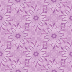 Seamless vintage pattern with stylized purple flowers. Vector