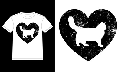 Ragdoll Cat Heart vintage T-shirt Design template, Ragdoll Cat on Board, Car Window Sticker

