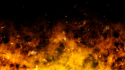 Flame burning on black background