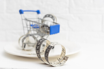 shopping cart in a white plate