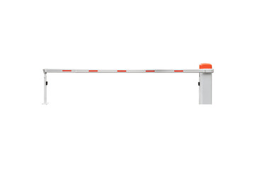 Closed boom barrier isolated on white background.