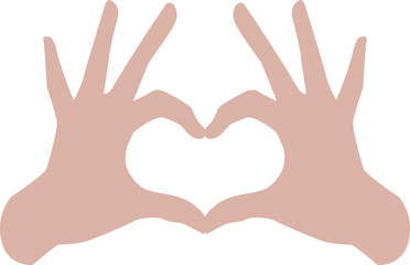 Flat style illustration of two human hands making a heart shape isolated