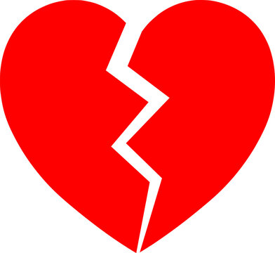 recommend clip art: Flat style illustration of red broken heart isolated